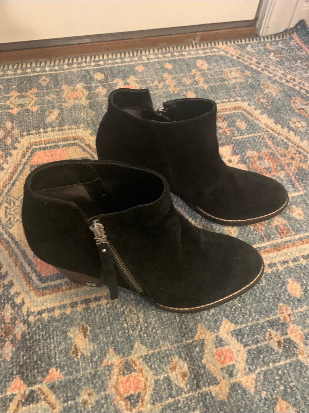 Sam Edelman Black Suede Ankle Booties with Side Zip